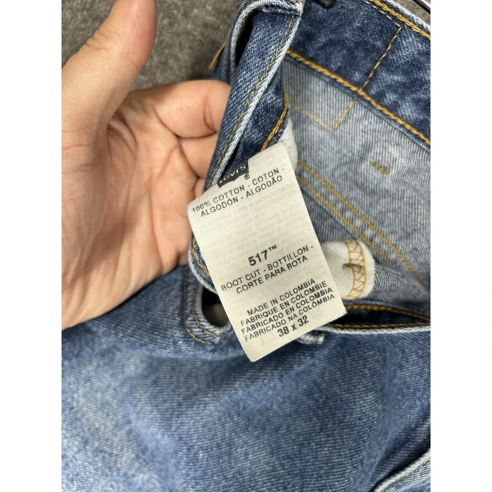 Levis 517 Bootcut Jeans Mens 38x32 Blue Denim Medium Wash Denim Faded whiskering